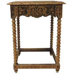 Carved French Country Rustic Wood Side Table 6