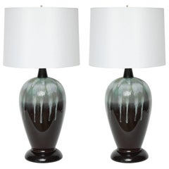 Danish Modern Ombre Drip Glazed Lamps