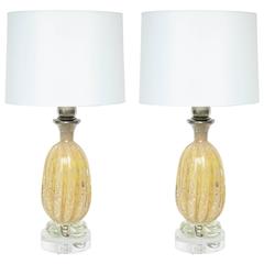 Barovier Honey Colored Murano Glass Lamps 3