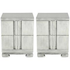 James Mont Influenced Silver Leaf Nightstands 7