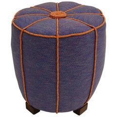 Blue Art Deco Pouf Austria, 1930s 5