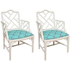 Pair of Chinese Chippendale Style Armchairs 4