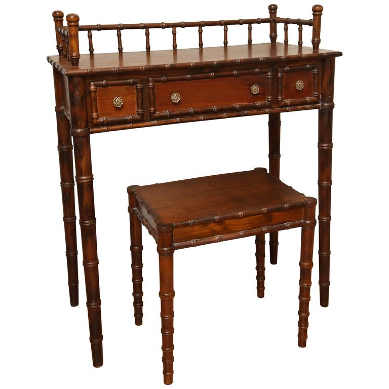 Italian Faux Bamboo Vanity Table and Bench at 1stDibs bamboo vanity desk