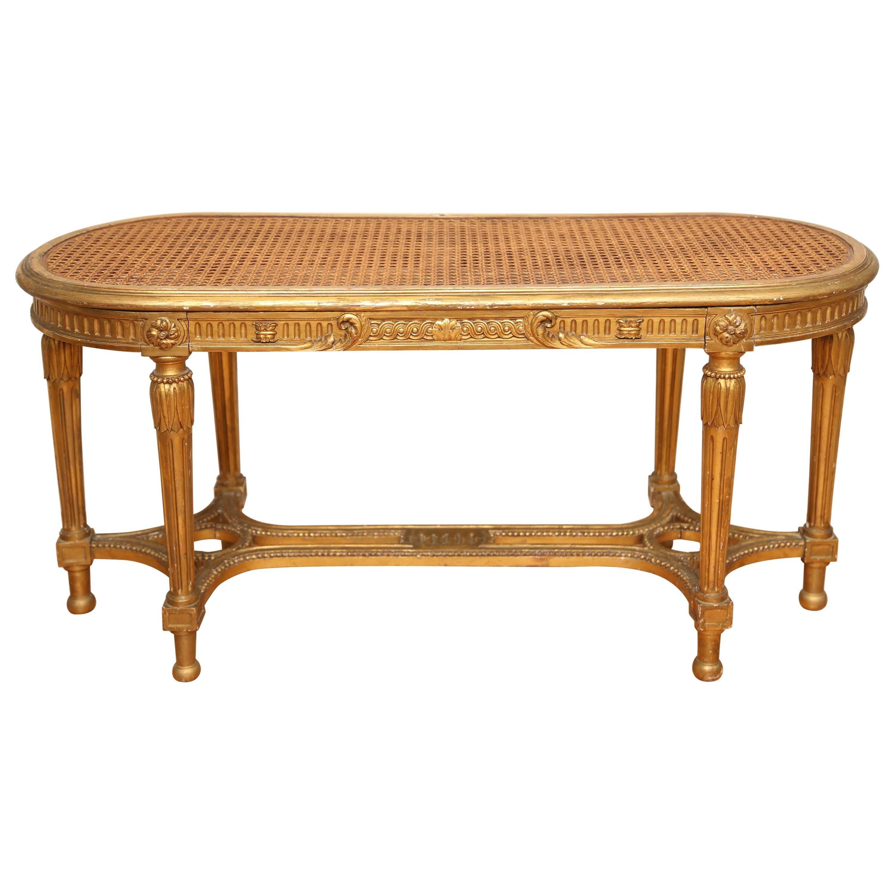 19th Century French Oval Gilded Bench