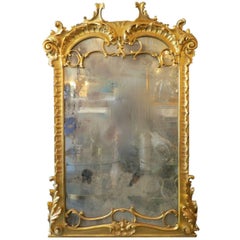 Italian Giltwood Mirror with Distressed Plate