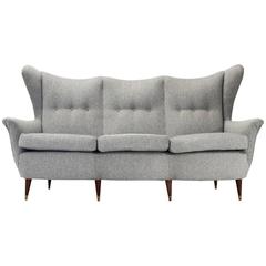 Midcentury Wingback Italian Three-Seats Sofa
