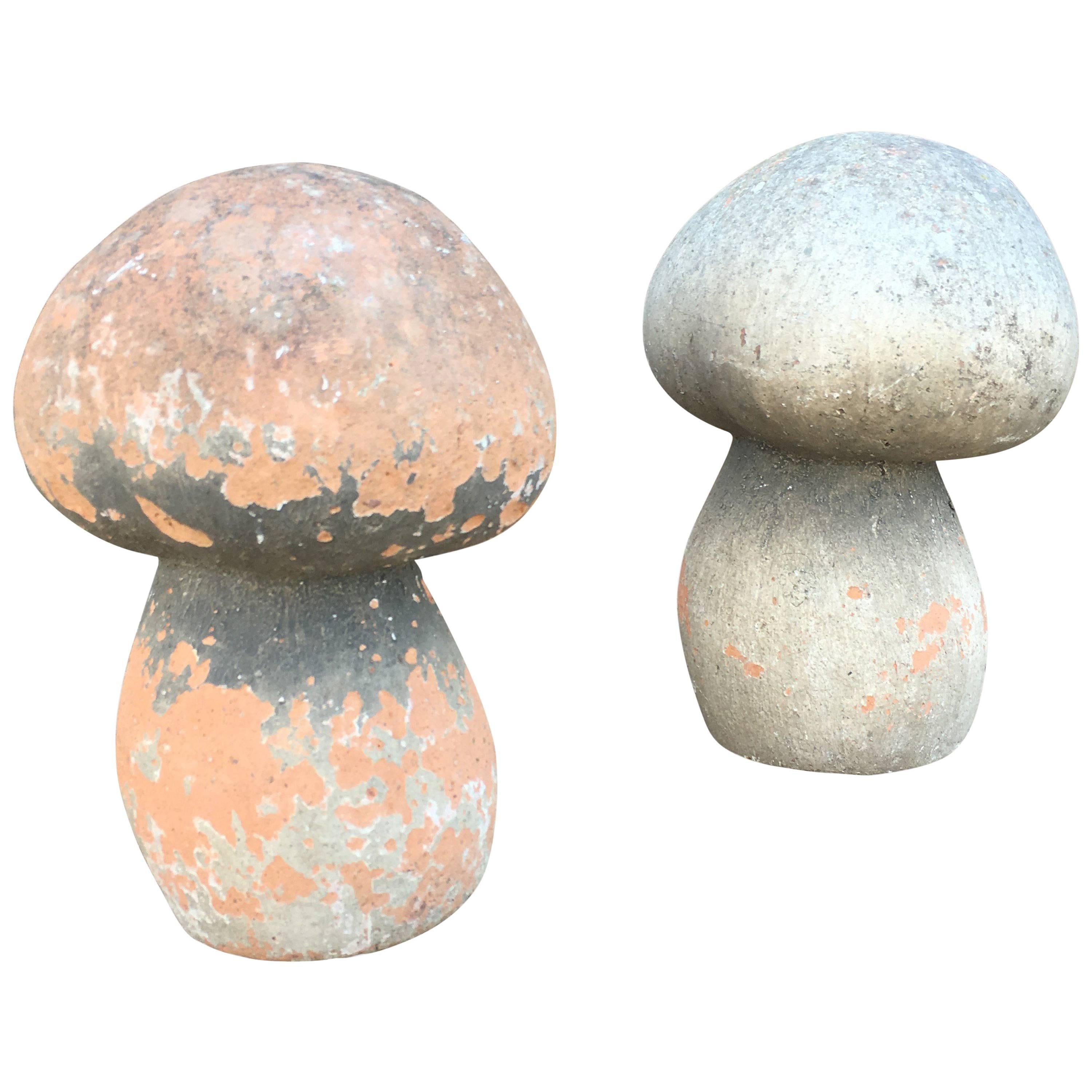 Pair of Terra-Cotta Mushrooms