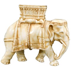 19th Century Royal Worcester Elephant Vase in Antique Ivory Jamed Hadley