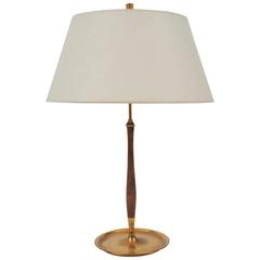 French 1950s Brass and Walnut Lamp French 1950s Brass and Walnut Lamp