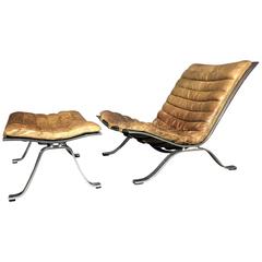 Vintage Arne Norell "Ari" Lounge Chair and Ottoman, Sweden, 1960s