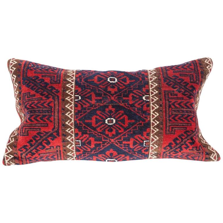 Antique Pillow Made Out of a 19th Century Baluch Rug Fragment For Sale