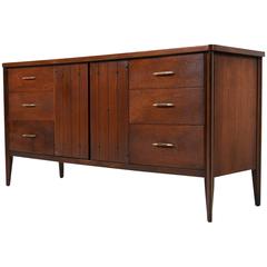 Mid-Century Modern Broyhill Saga Walnut Triple Dresser Credenza, 1960s