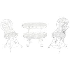 19th Century Wirework Garden Table and Chairs 3