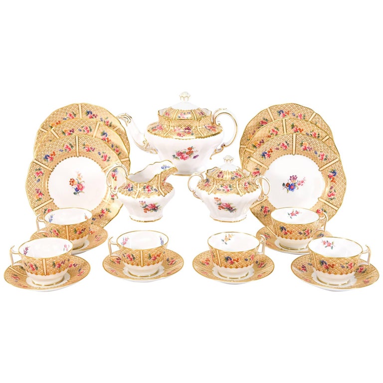 Copeland Spode for Tiffany Dessert & Tea Set for 12 Floral Japonesque Service  For Sale