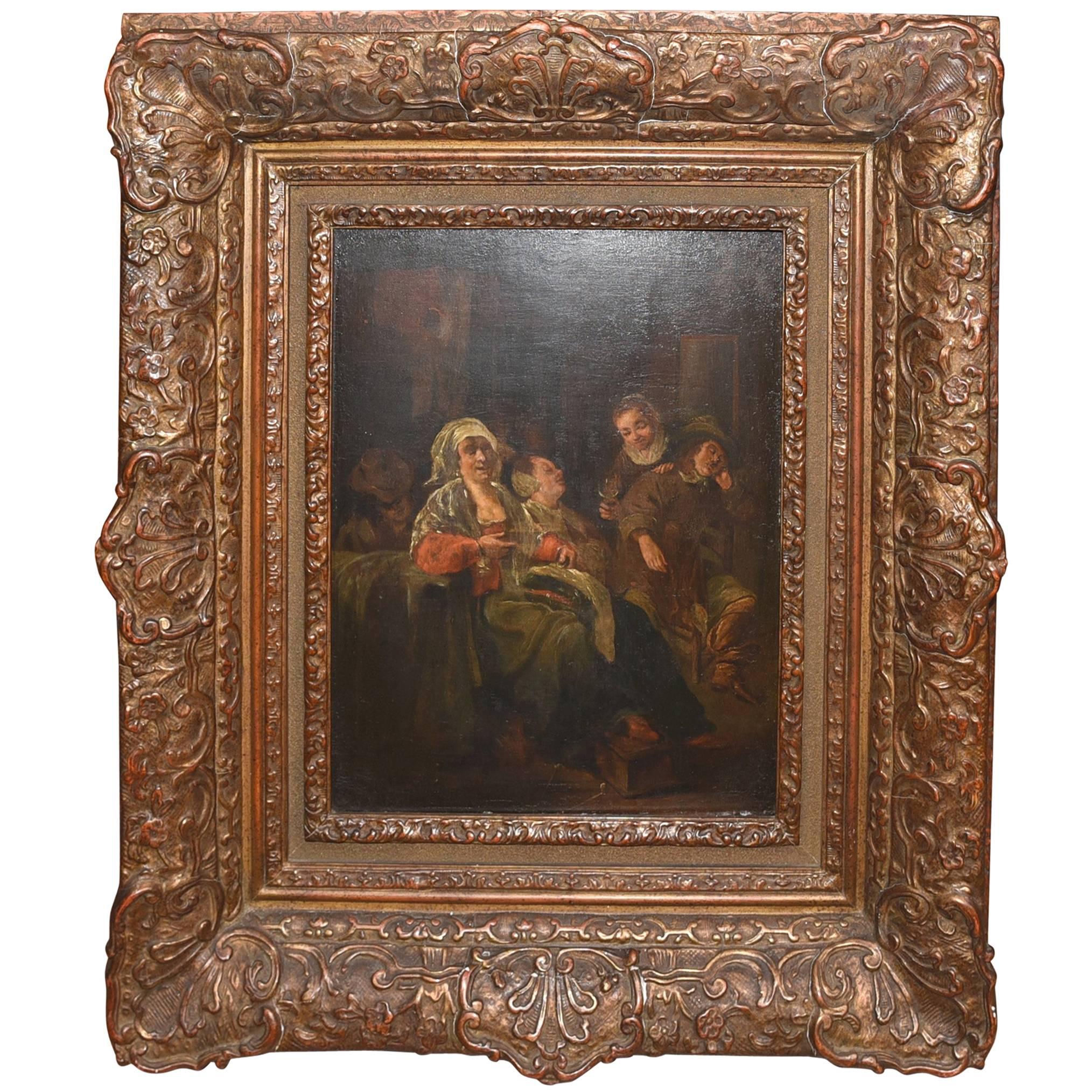 19th Century Antique Dutch Oil Painting Family Portrait For Sale at 1stDibs