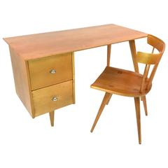 Paul McCobb for Winchendon Maple Planner Group Ring Pull Desk and Chair