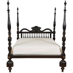 Used Colonial Style Ebony Shell Queen Bed