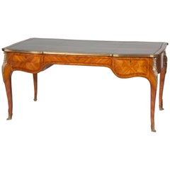 Kingwood Bureau Plat in the Louis XV Style with Tooled Leather Top