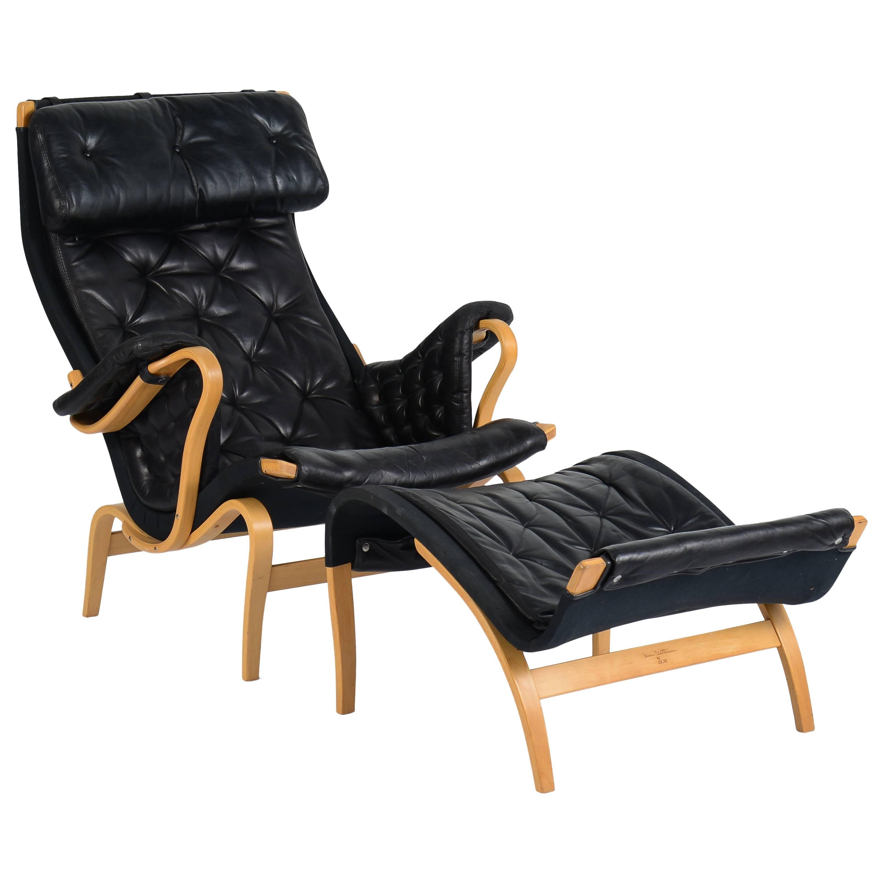Pernilla Lounge Chair and Ottoman by Bruno Mathsson For Sale