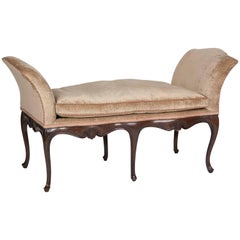 French Walnut Window Seat Upholstered in Silk Velvet