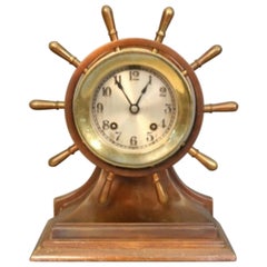 Used Ship's Bell Clock with Wheel