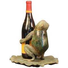 Cast Bronze Frog Wine Holder