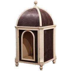 Carved Hand-Painted and Leather French Dog House with Dome Top 2