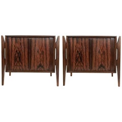 Danish Modern Jorgen Clausen Rosewood Stilted Leg Nightstands Bedside Tables