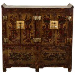 19th Century Chinese Lacquer Four-Door Cabinet