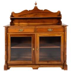 Antique French Mahogany Two Glass Doors Buffet, circa 1900