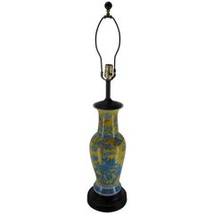 Yellow and Blue Asian Porcelain Lamp