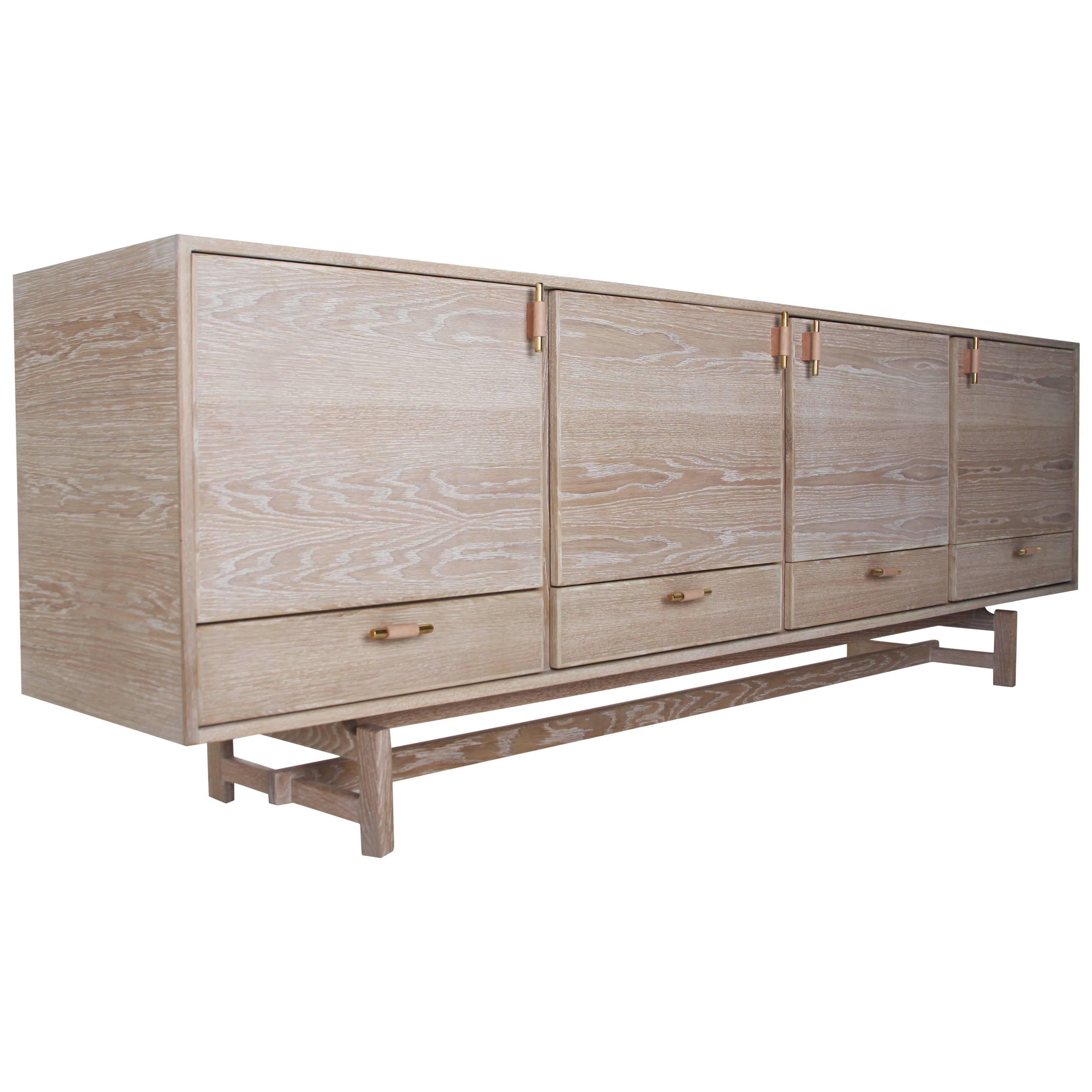 The Josephine Credenza with Wood Base by Thomas Hayes Studio For Sale