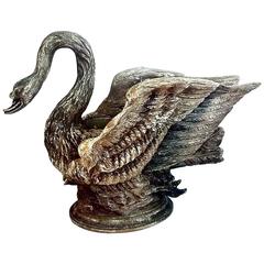 Magnificent Grand Carved Wood Swan Planter