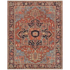 Antique Late 19th Century Heriz Rug from North West Persia