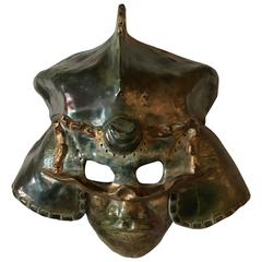 Impressive Raku Mask of a Warrior in Helmet by Hal Wahlborg 11