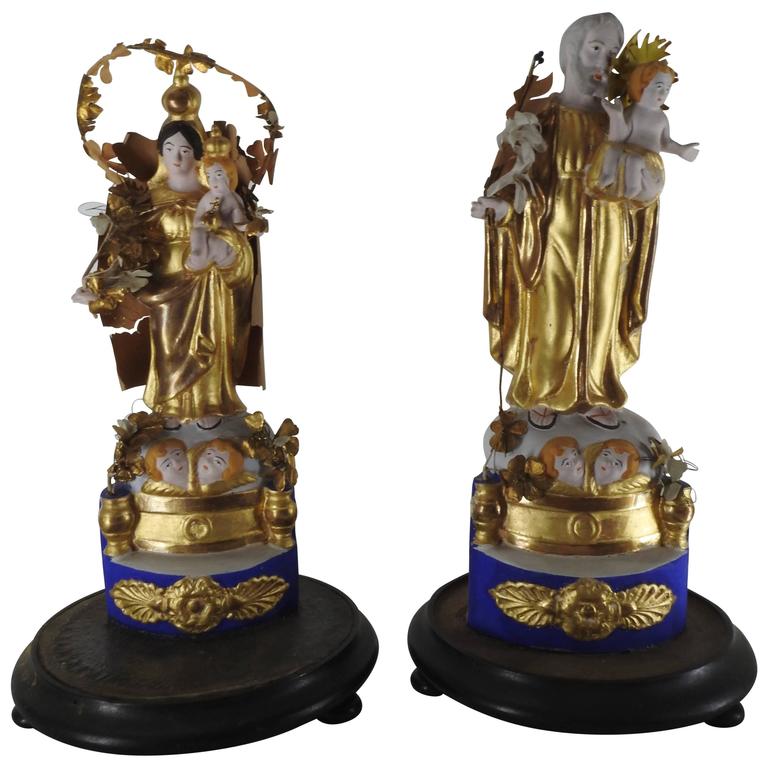 Pair of Italian Gilded Religious Sculptures For Sale at 1stdibs