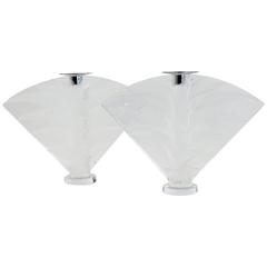 Lalique France Pair of "Ravelana" Candlestick