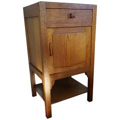 Antique Museum Quality Art Deco Nightstand Bedside Cabinet Oak & Mahogany & Glass Top