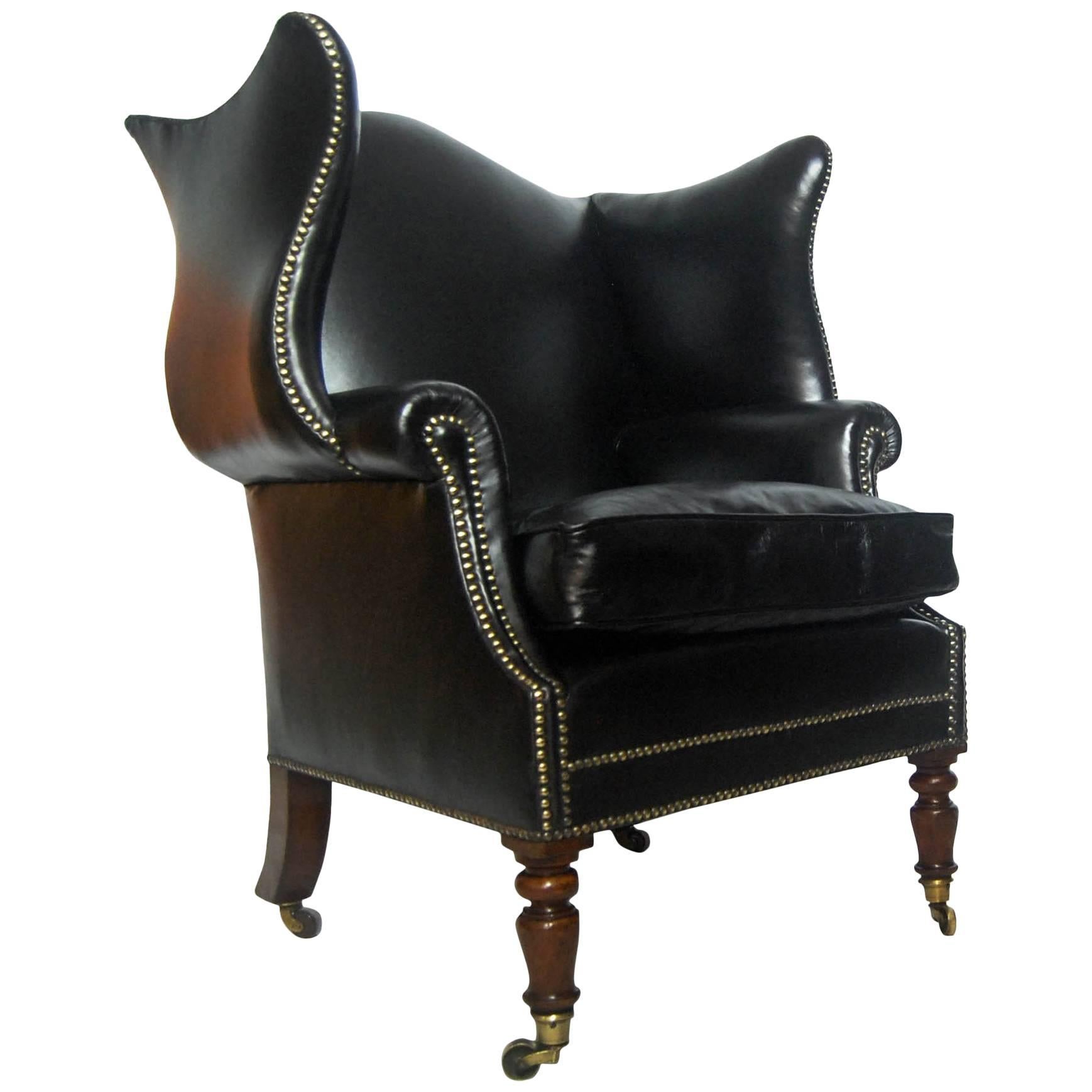 19th Century Wingback Library Chair