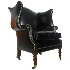 19th Century Wingback Library Chair