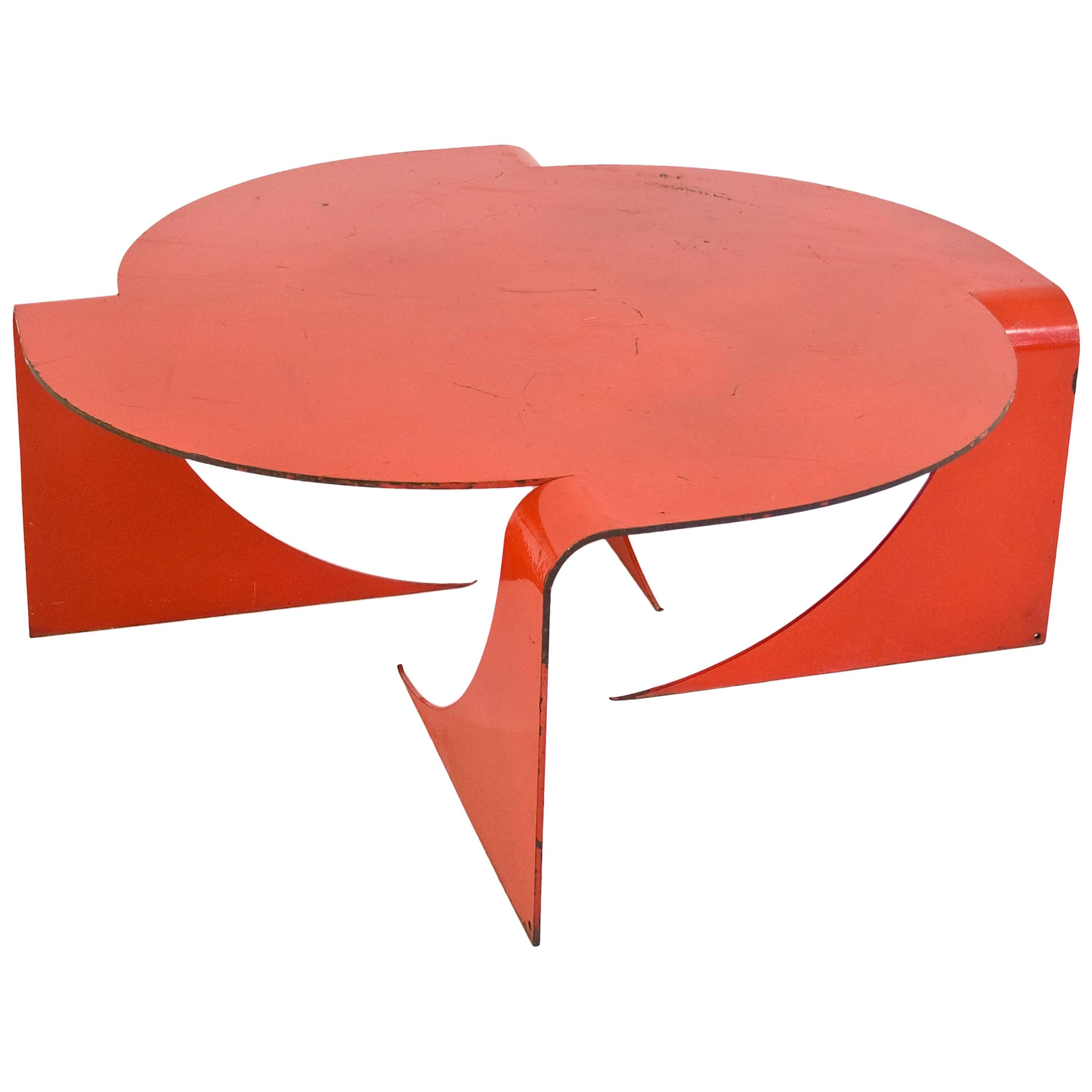 Red Steel "Manifold" Coffee Table by Anthony Leyland, circa 2009, England