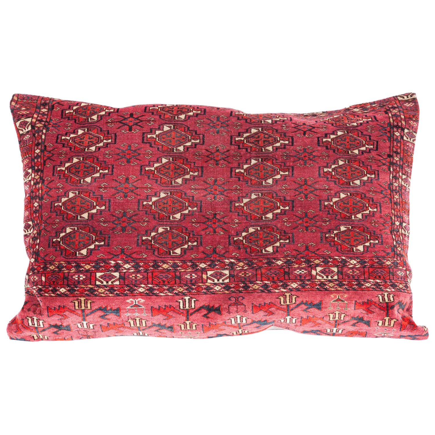 Antique Large Floor Pillow Made Out Of A Turkmen Tekke Antique Large Floor Pillow Made Out Of A Turkmen Tekke