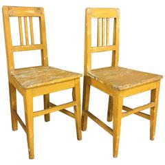Swedish Pine Chairs with Original Distressed Paint, 19th Century