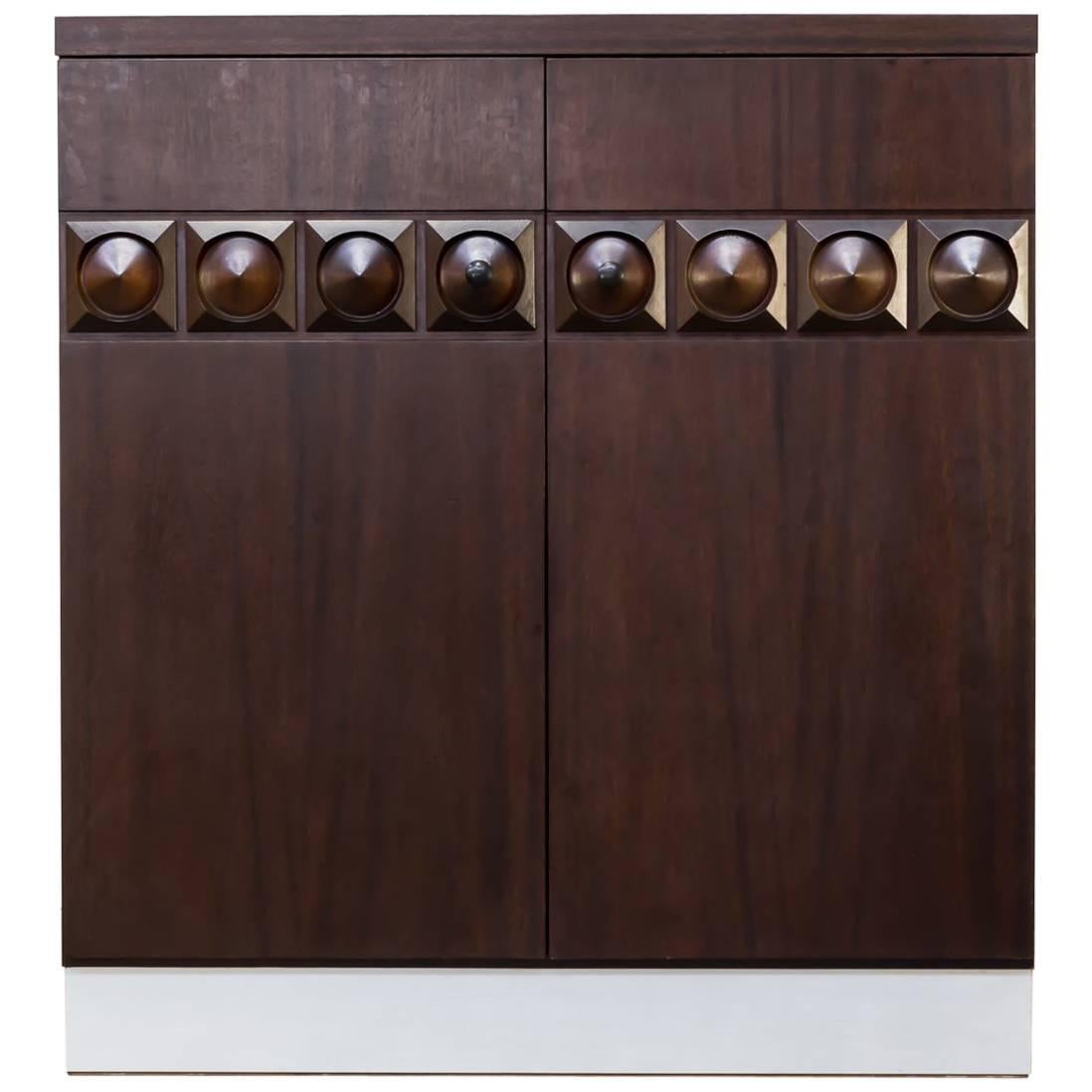 1970s Belgian Brutalist Credenza High Sideboard Attributed “De Coene” For Sale