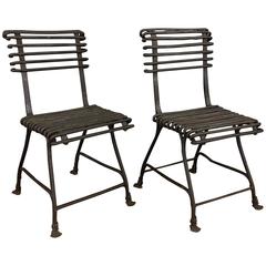 Pair of Antique Wrought Iron Chairs by Arras, France, 19th Century