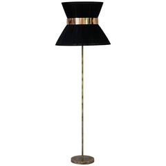 Tiffany Standing Floor Lamp Silk Organdy Shade Silver Glass 6