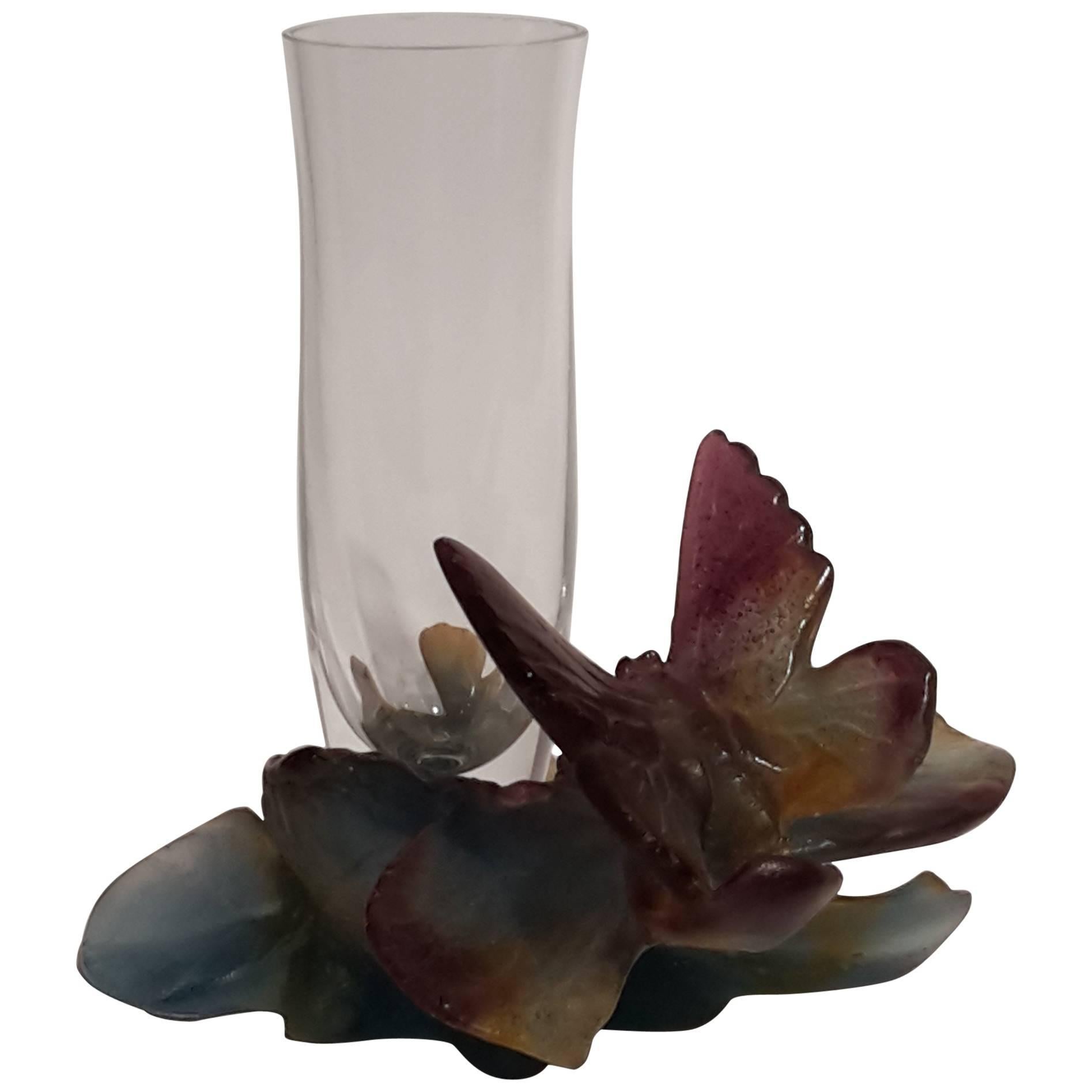 Contemporary Vase "Butterfly" by Daum Inspired by Art Nouveau For Sale
