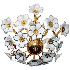 Fabulous Large Vintage Gold Italian Murano Bouquet Flower Art-Glass Chandelier