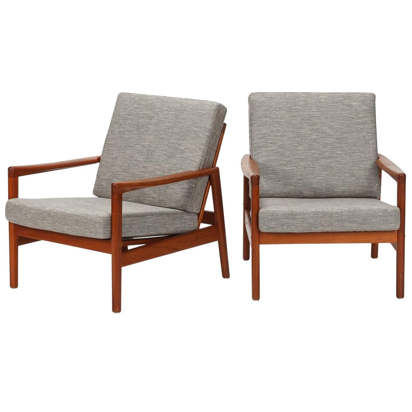 Danish Pair of Hans Olsen Chairs Juul Kristensen Teak, 1950s For Sale