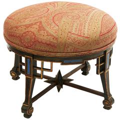 Black and Polychromatic Napoleon III 'a La Russie' Stool, France, circa 1880 2